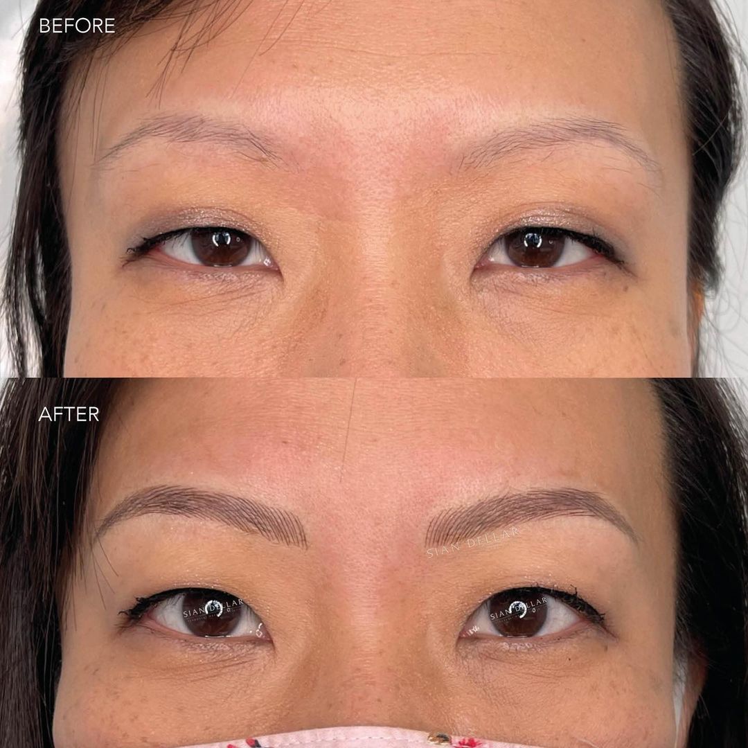 non existent brow hair to naturally looking thick asian brow microblading
